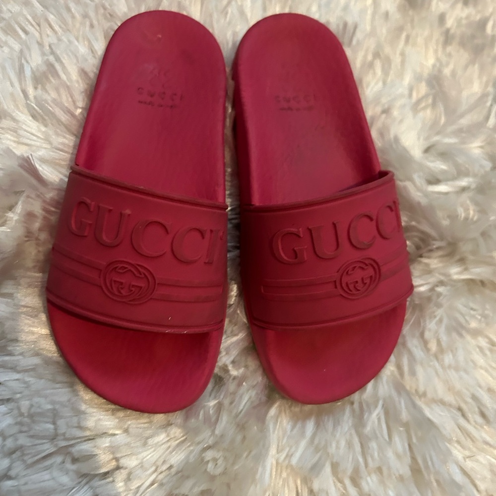 Pink Gucci pool slides